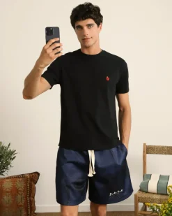 Apple Crew Slim Tee Black