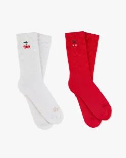 Calcetines Quote Marfil/Rojo 2Xpack