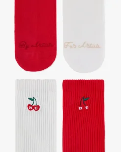 Calcetines Quote Marfil/Rojo 2Xpack