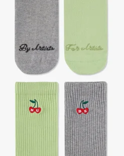 Calcetines Quote Verde/Gris 2Xpack