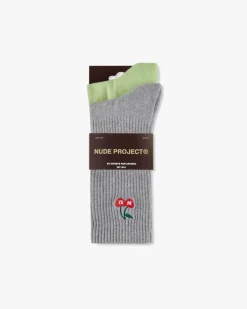 Calcetines Quote Verde/Gris 2Xpack