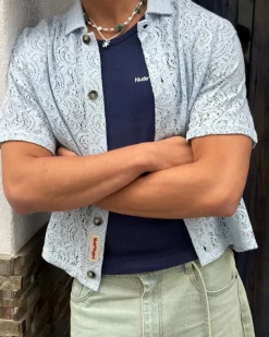 Camisa Romantica Azul Cielo