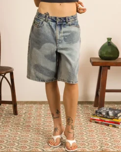Face Denim Shorts