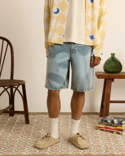 Face Denim Shorts