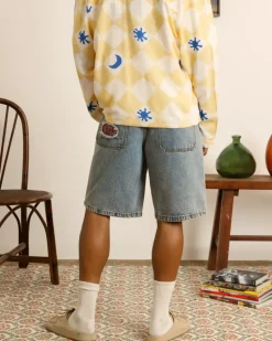 Face Denim Shorts