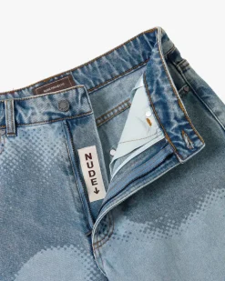 Face Denim Shorts