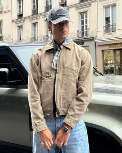 Heavy Canvas Trucker Jacket Khaki