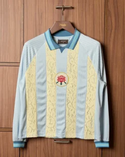 Lace Football Polo Baby Blue
