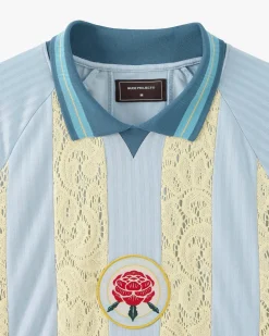 Lace Football Polo Baby Blue
