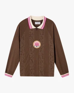Lace Football Polo Brown