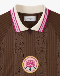 Lace Football Polo Brown