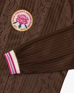 Lace Football Polo Brown