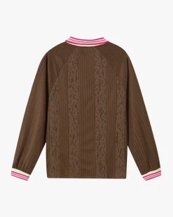 Lace Football Polo Brown