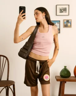 Lace Football Short Brown