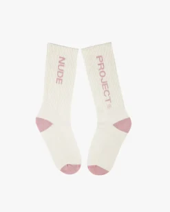 Logo Socks White/Burgundy 2Xpack