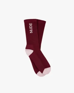 Logo Socks White/Burgundy 2Xpack