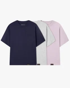 Pack De 3 Camisetas Básicas Lila/Gris/Azul Marino