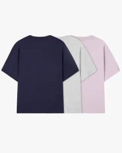 Pack De 3 Camisetas Básicas Lila/Gris/Azul Marino