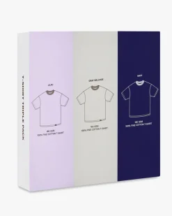 Pack De 3 Camisetas Básicas Lila/Gris/Azul Marino