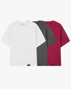 Pack De 3 Camisetas Básicas Blanca/Gris Oscuro/Granate