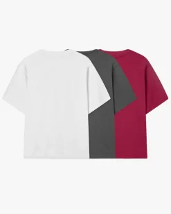 Pack De 3 Camisetas Básicas Blanca/Gris Oscuro/Granate