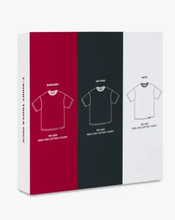 Pack De 3 Camisetas Básicas Blanca/Gris Oscuro/Granate