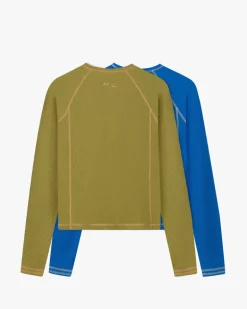 Pack De 2 Camisetas Manga Larga Waffle Verde/Azul