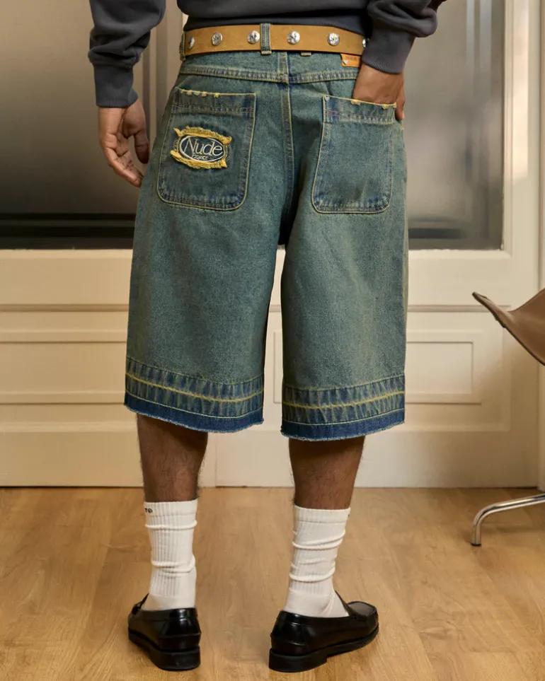 Pantalón Corto Baggy Indigo Old Denim