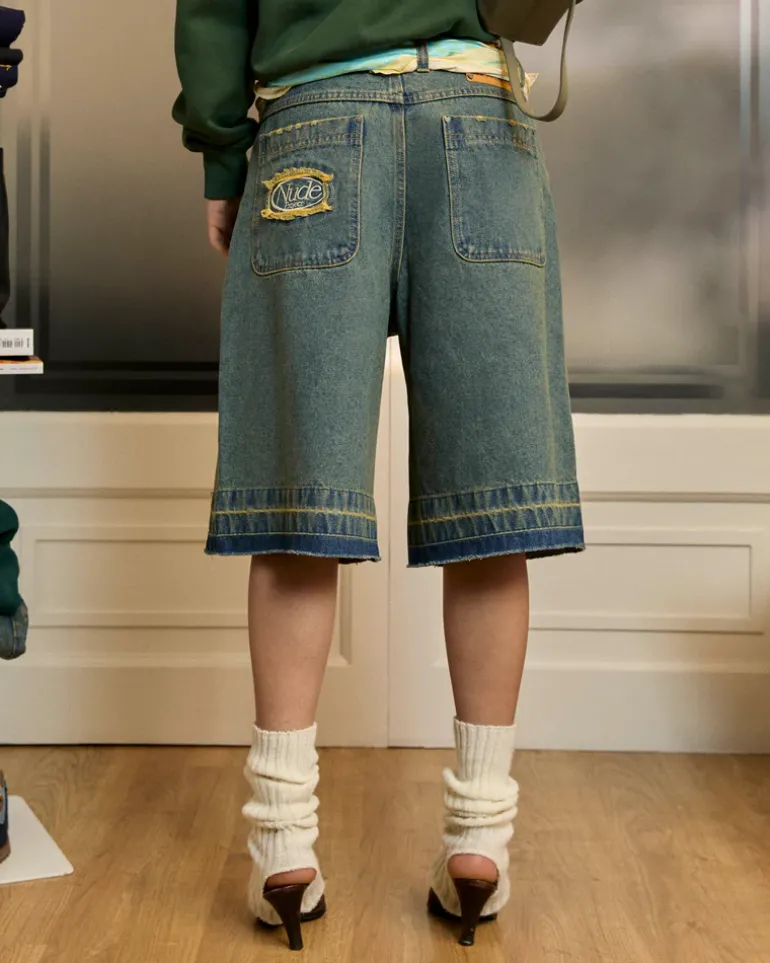 Pantalón Corto Baggy Indigo Old Denim