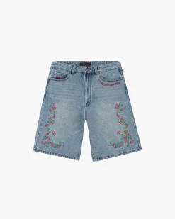Pantalón Corto Denim Flowers