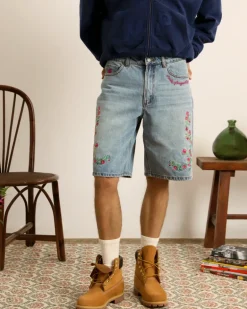 Pantalón Corto Denim Flowers