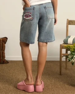 Pantalón Corto Denim Flowers