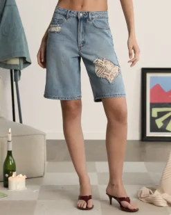 Pantalón Corto Denim Lace