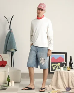 Pantalón Corto Denim Lace