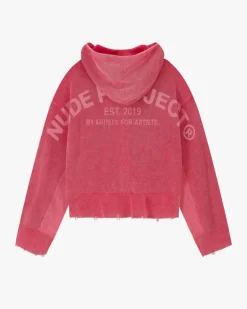 Perfect Cropped Zip-Up Hoodie Raspberry