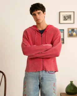 Perfect Cropped Zip-Up Hoodie Raspberry