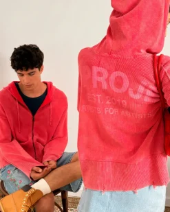 Perfect Cropped Zip-Up Hoodie Raspberry
