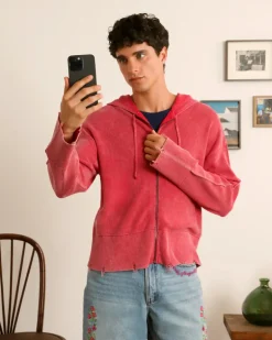 Perfect Cropped Zip-Up Hoodie Raspberry