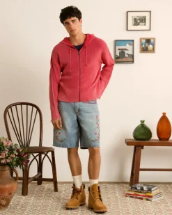 Perfect Cropped Zip-Up Hoodie Raspberry