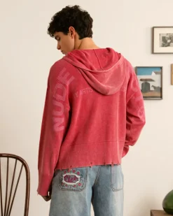 Perfect Cropped Zip-Up Hoodie Raspberry