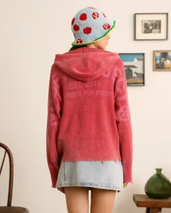Perfect Cropped Zip-Up Hoodie Raspberry