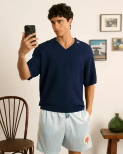 Structure Knit Polo Navy