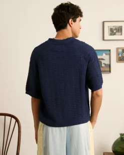 Structure Knit Polo Navy