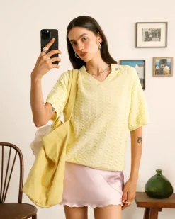 Structure Knit Polo Yellow