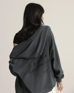 Sudadera con Cremallera Global Soon Waffle Gris Oscuro