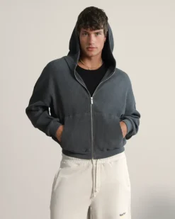 Sudadera con Cremallera Global Soon Waffle Gris Oscuro