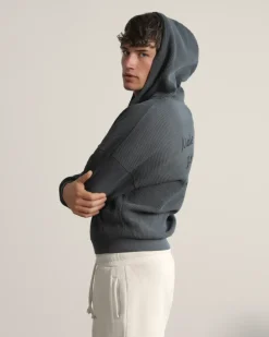Sudadera con Cremallera Global Soon Waffle Gris Oscuro