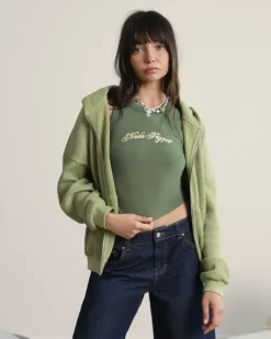 Sudadera con Cremallera Global Soon Waffle Verde