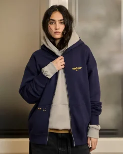Sudadera Con Cremallera Global Soon Azul Marino