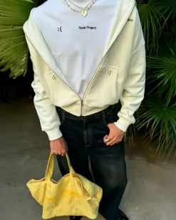 Sudadera Con Cremallera God is a DJ Blanco Crema